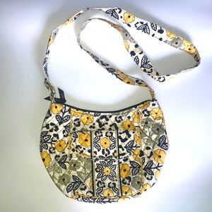 EUC Vera Bradley Black Yellow Floral Quilted Crossbody Bag Casual School Retro